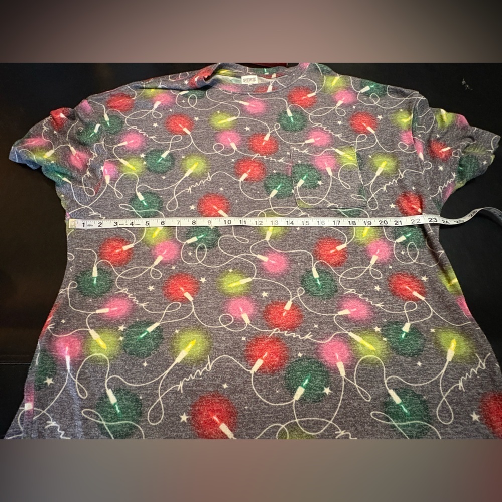 Victoria Secret PINK Sleep Shirt Medium Christmas Lights Oversized Loose Fit - Picture 9 of 12